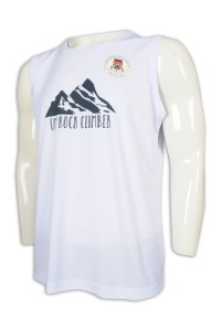 VT224 訂做男裝圓領背心 運動背心T恤 澳門大學 攀岩 攀石 團隊 背心T恤供應商    白色   rpet 環保再生紗